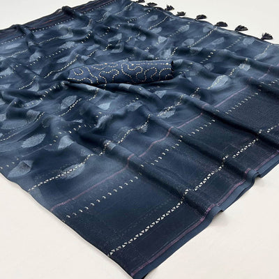 Blue Woven Georgette Saree