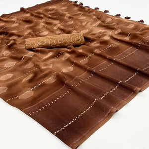 Brown Woven Georgette Saree
