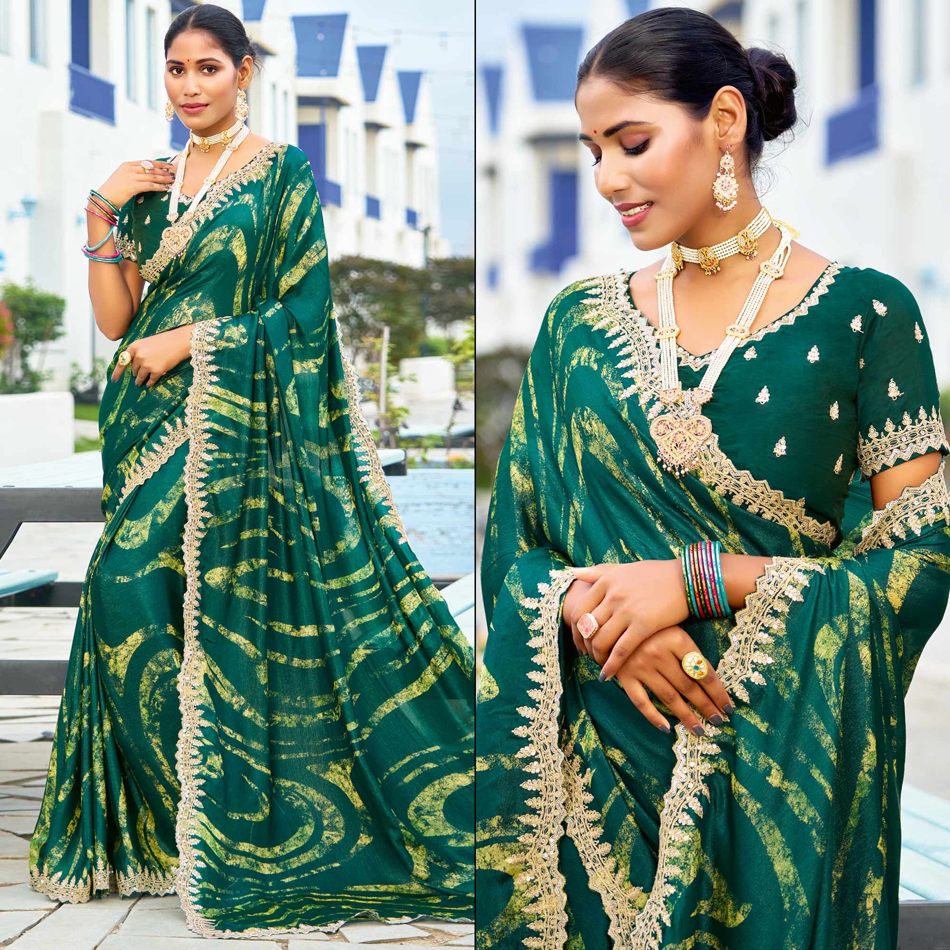green-printed-chiffon-saree-with-sequins-border