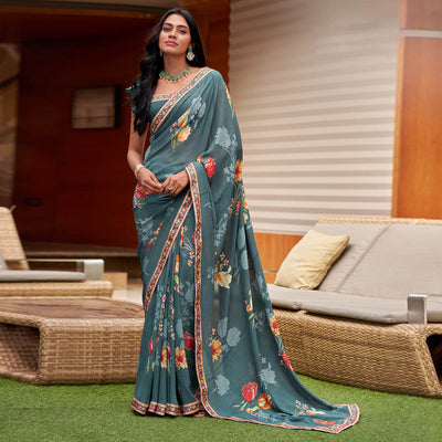 grey-floral-printed-georgette-saree-with-digital-border