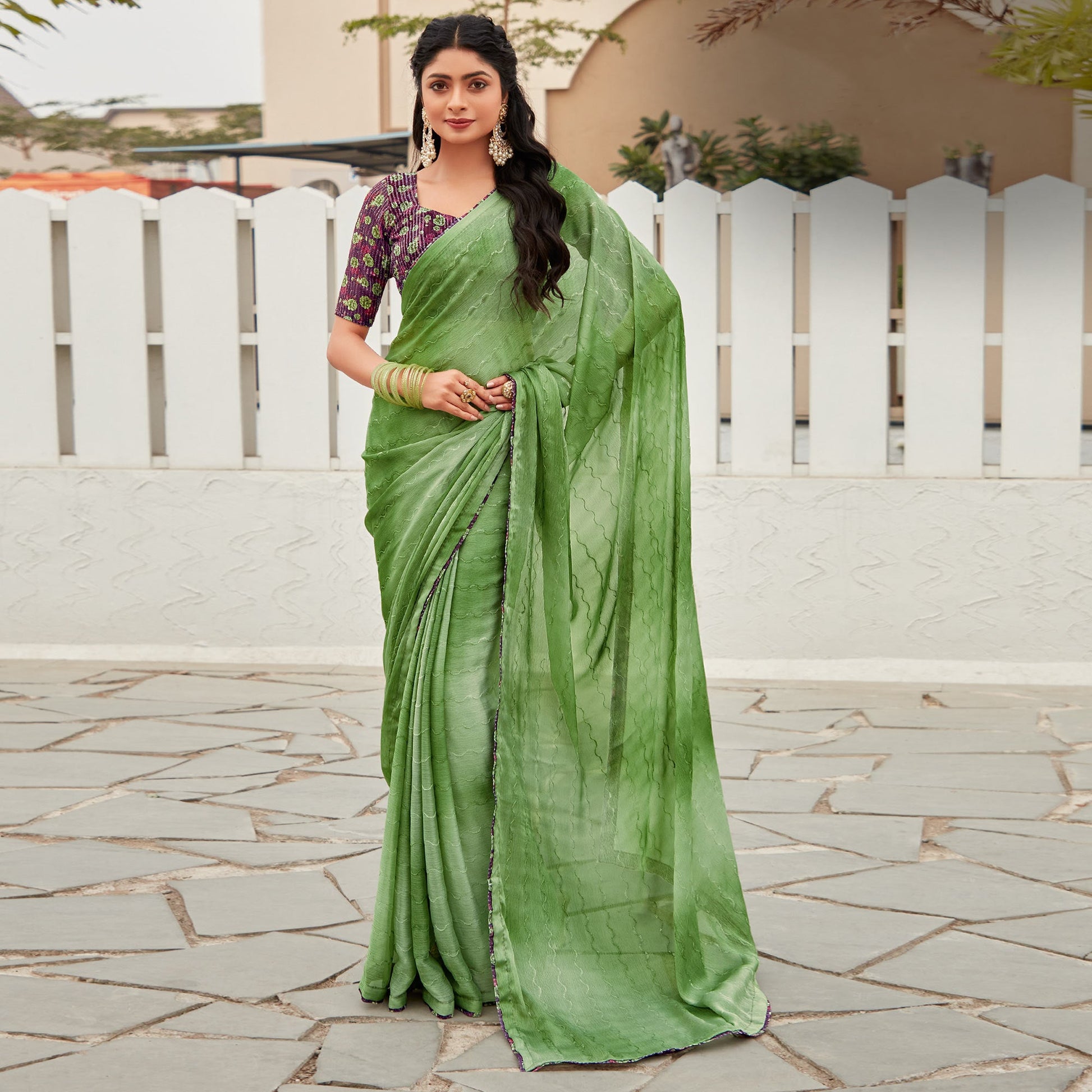 green-sequins-embroidered-chiffon-saree-1