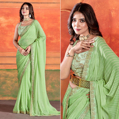 green-bandhani-printed-chiffon-saree-with-embroidered-border