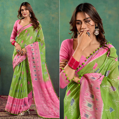 green-ikkat-printed-mul-mul-cotton-saree