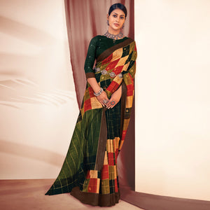 green-checks-printed-cotton-blend-saree