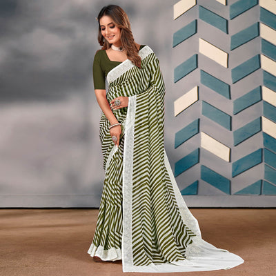 green-striped-printed-georgette-saree-1