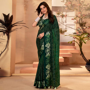 green-floral-printed-georgette-saree-with-satin-border