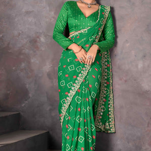 green-bandhani-printed-georgette-saree-4