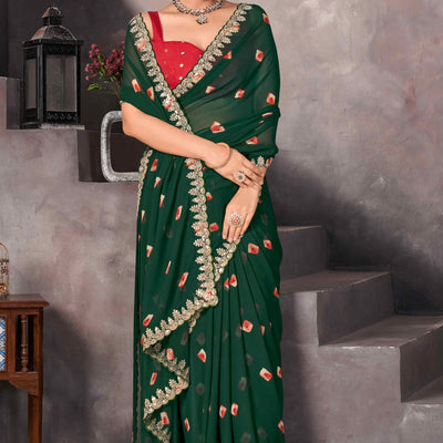 green-bandhani-printed-georgette-saree-5