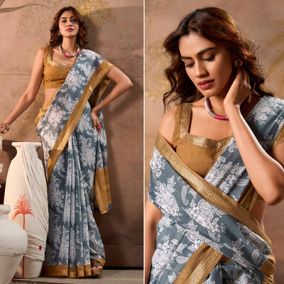 grey-floral-printed-pure-cotton-saree-1