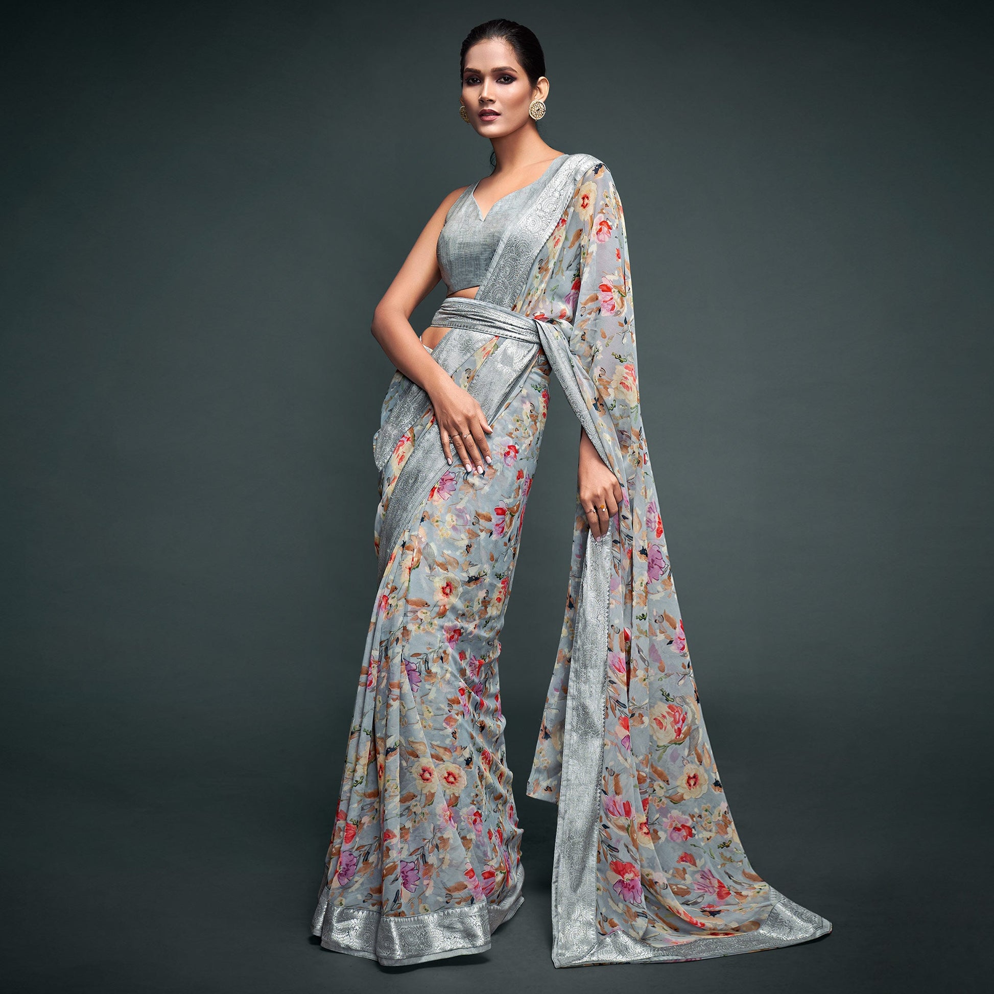 grey-floral-printed-georgette-saree-12