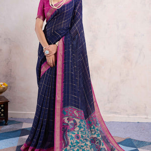 Blue Zari Woven Cotton Silk Saree