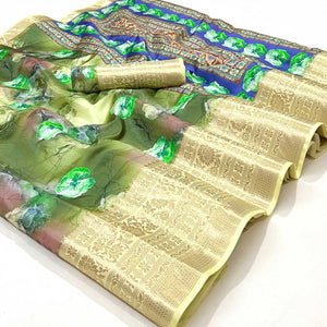 green-floral-digital-printed-with-woven-border-art-silk-saree