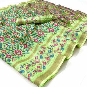 green-digital-printed-cotton-silk-saree