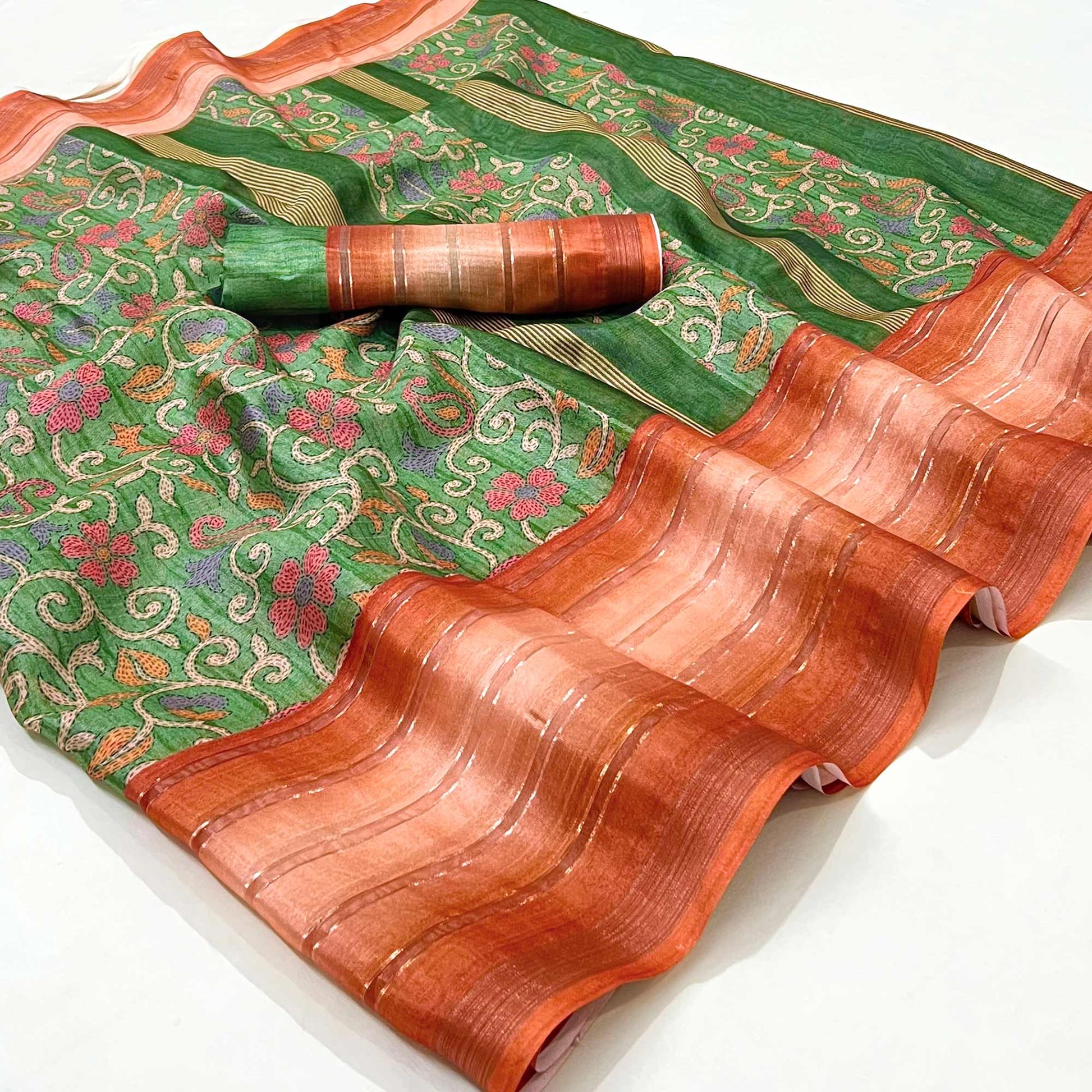 green-floral-digital-printed-cotton-silk-saree-5