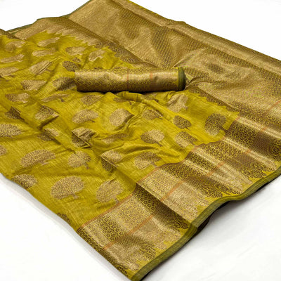 green-floral-woven-pure-cotton-saree