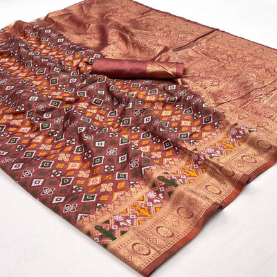Brown Woven Art Silk Saree
