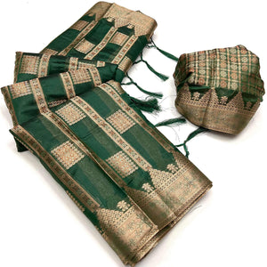 green-woven-cotton-blend-saree-with-tassels