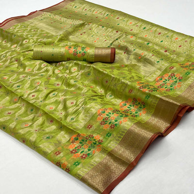 green-floral-woven-organza-saree-7