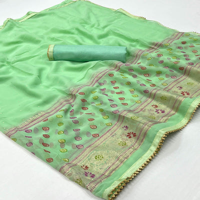 green-foil-printed-georgette-saree-5