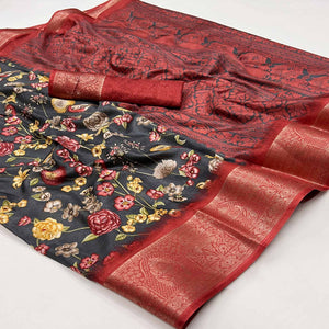 grey-floral-printed-dola-silk-saree-1