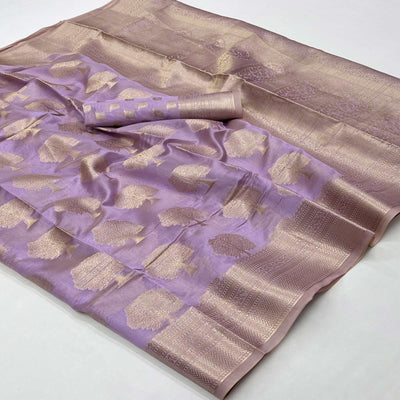 Lavender Woven Organza Saree
