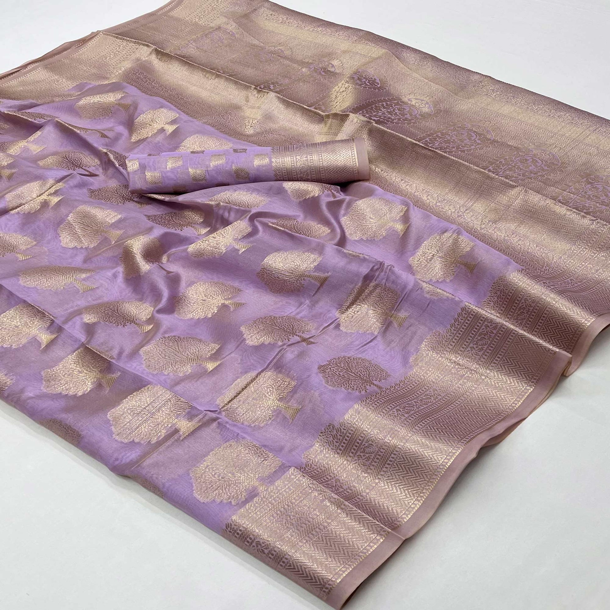 Lavender Woven Organza Saree