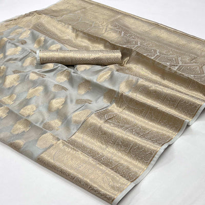 Grey Woven Organza Saree