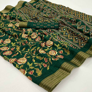green-floral-printed-cotton-blend-saree-2