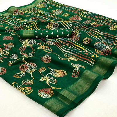 green-floral-printed-dola-silk-saree-4