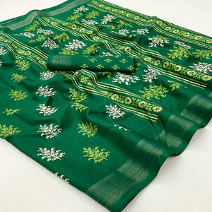 green-printed-dola-silk-saree-with-woven-border