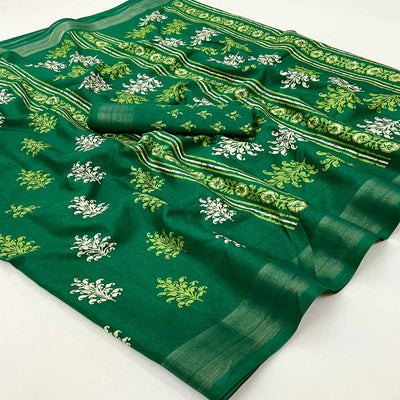 green-printed-dola-silk-saree-with-woven-border