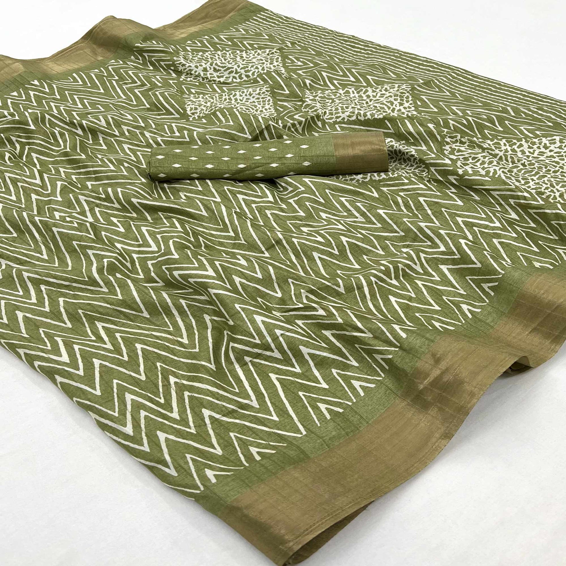 green-printed-cotton-blend-saree-with-woven-border-1