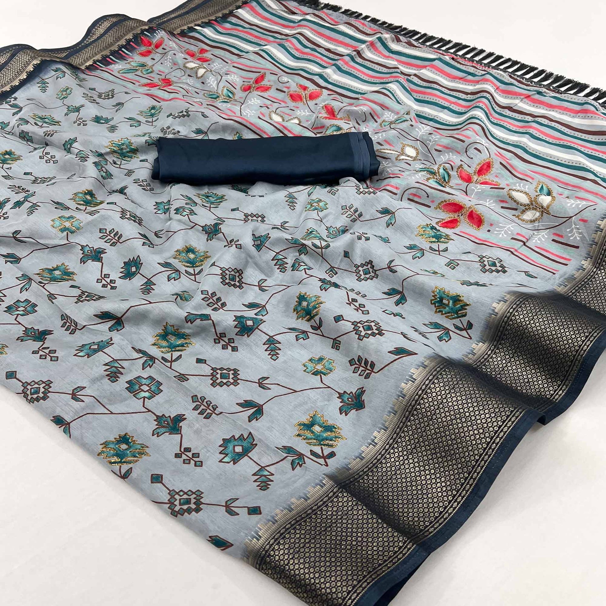 grey-floral-printed-with-woven-border-dola-silk-saree-2