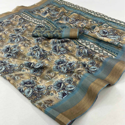 green-digital-printed-with-woven-border-cotton-silk-saree-1