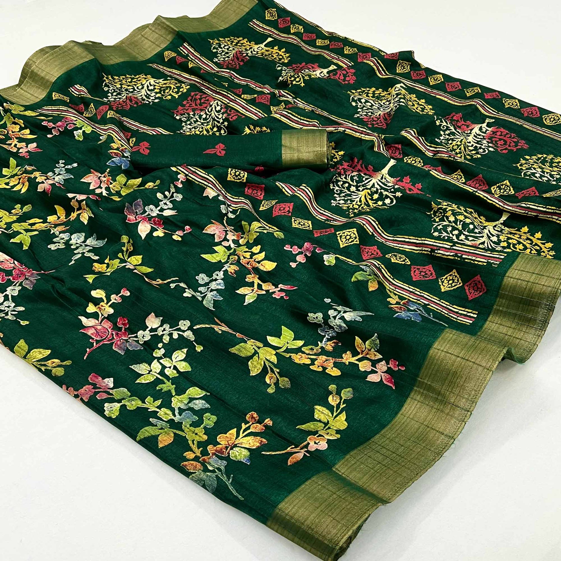 green-floral-printed-cotton-silk-saree-1