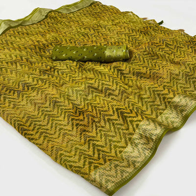 green-zig-zag-printed-kota-doria-saree-with-tassels