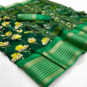 green-floral-printed-dola-silk-saree-with-woven-border-2