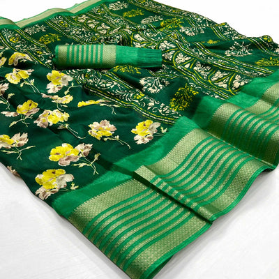 green-floral-printed-dola-silk-saree-with-woven-border-2