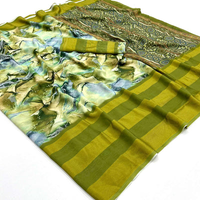 green-digital-printed-viscose-saree-3