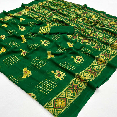 green-bandhani-printed-with-sequins-work-georgette-saree