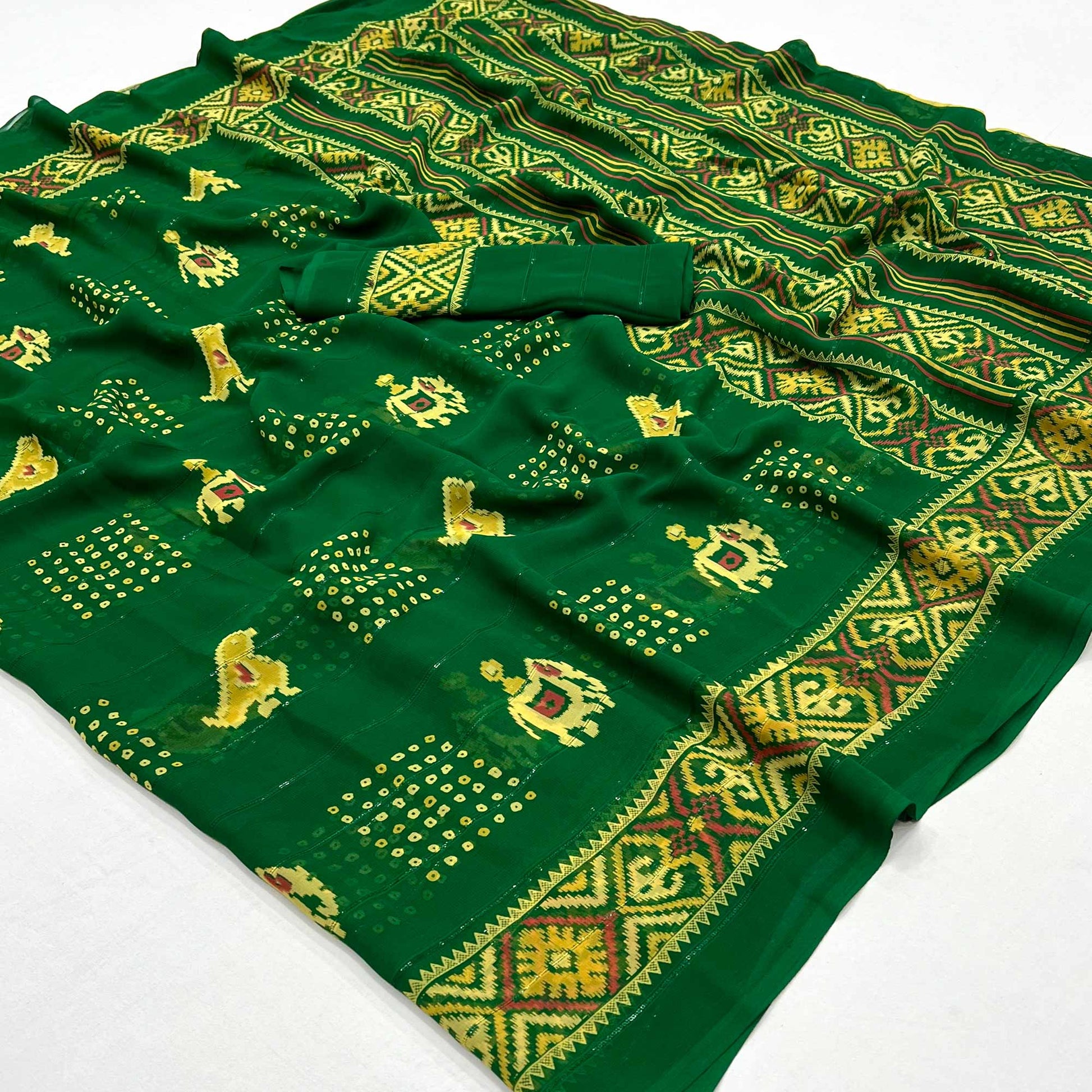 green-bandhani-printed-with-sequins-work-georgette-saree