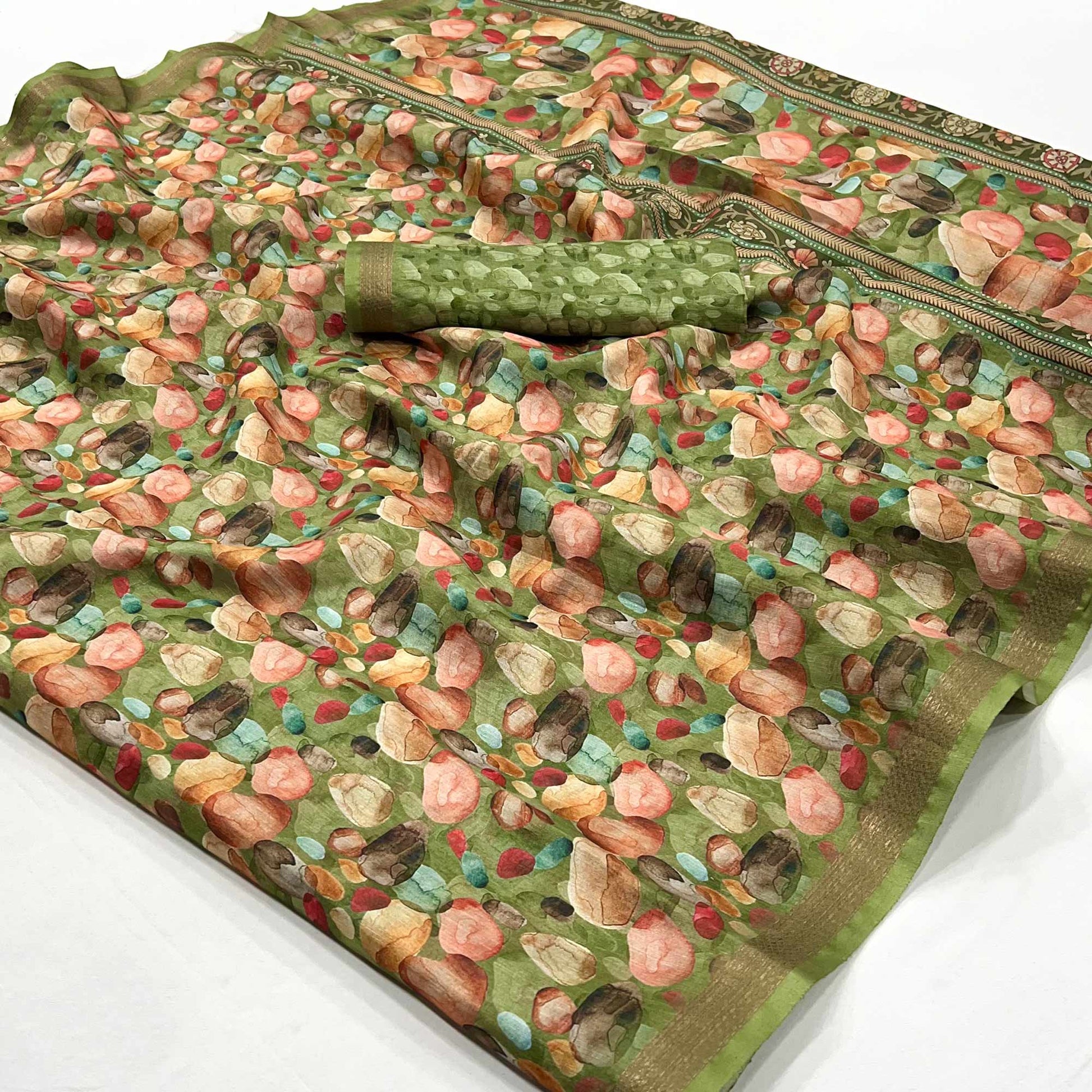 green-digital-printed-cotton-blend-saree-with-weaving-border-1