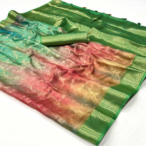 green-floral-woven-with-digital-printed-georgette-saree