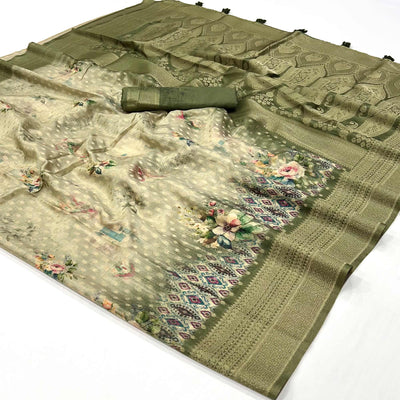 green-woven-with-floral-digital-printed-georgette-saree