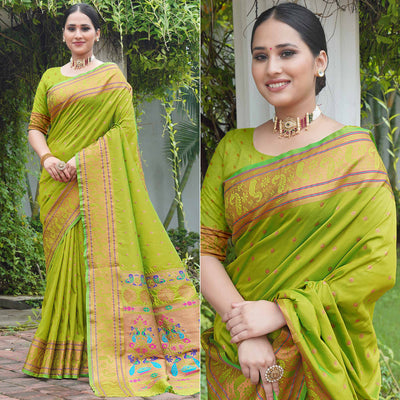 green-woven-paithani-art-silk-saree-7