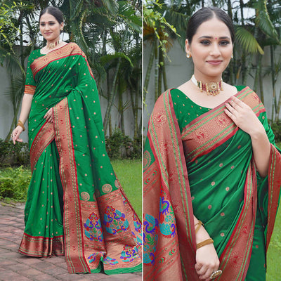 green-woven-paithani-art-silk-saree-1