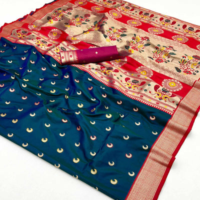 Blue Woven Pure Silk Paithani Saree
