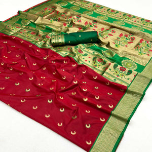 Maroon Woven Pure Silk Paithani Saree