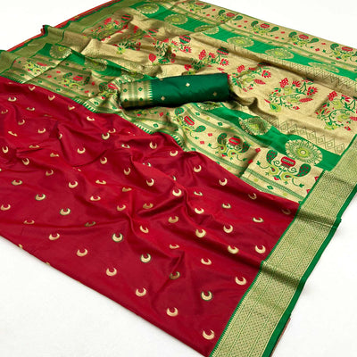 Maroon Woven Pure Silk Paithani Saree