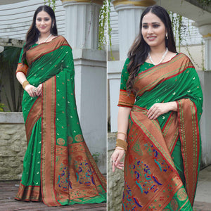 green-woven-paithani-art-silk-saree-4